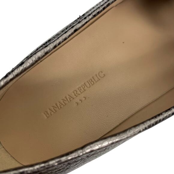 Banana Republic Lug Sole Metallic Loafers Pewter Brown Size 6 - Picture 9 of 11